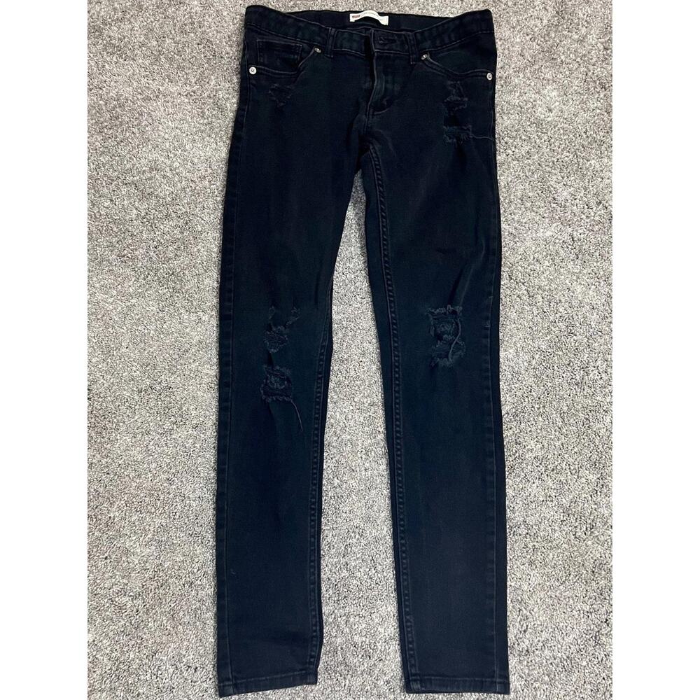 Levi's Girl's 710 Skinny Jeans Distrssed Black size 16